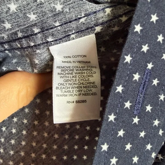 Express Men's Dark Blue Shirt with White Stars - Picture 4 of 6